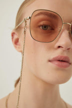 Round metal sunglasses with chain – simple, functional and retro, the chain is the stand-out protagonist – LUX VERSE Luxury Designer Fashion Outlet