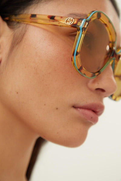 Gucci round oversize havana sunglasses - Lux Studios