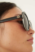 Round oversized black sunglasses – colour palette is enriched with beautiful, unexpected coloured havanas – LUX VERSE Luxury Designer Fashion Outlet