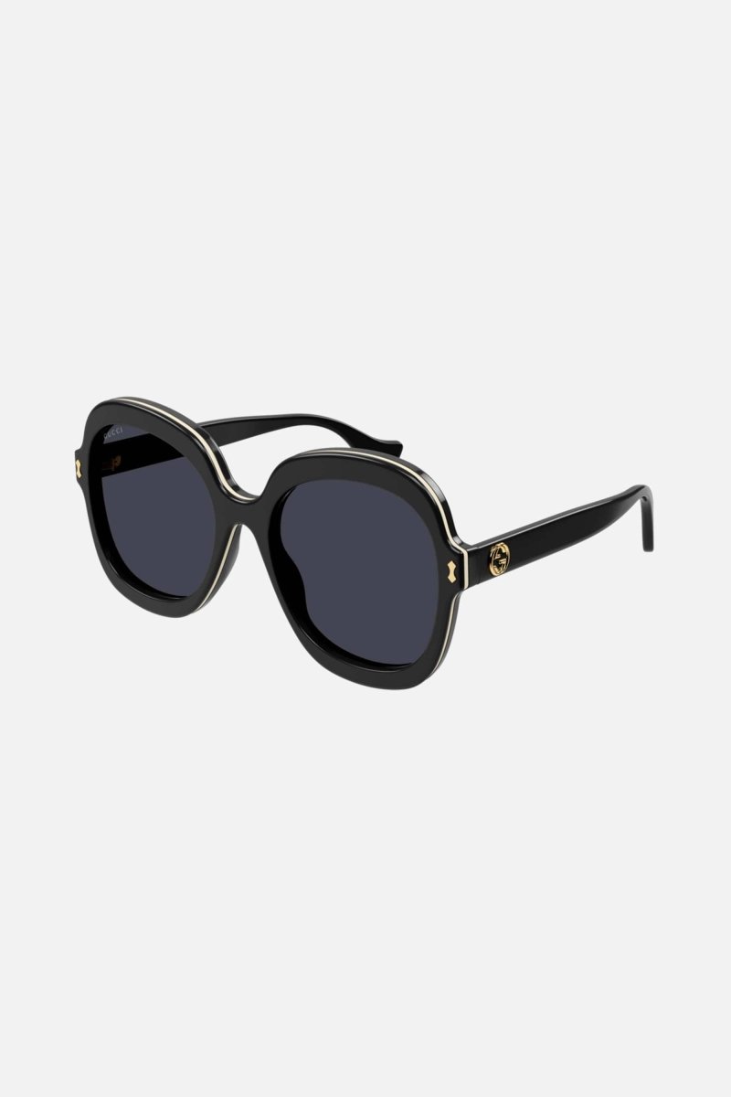 Round oversized black sunglasses – this oversize geometrical style has an enamel detail that emphasizes the shape, – LUX VERSE Luxury Designer Fashion Outlet