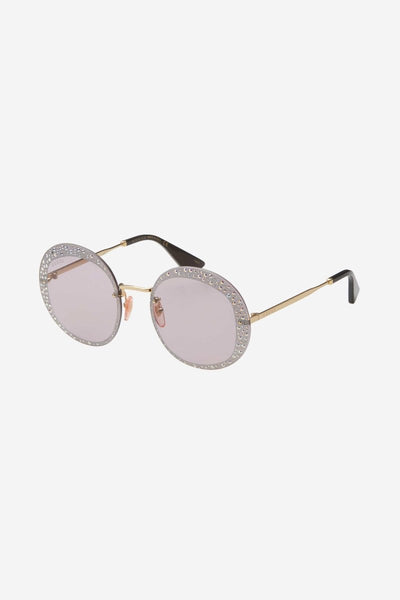 Gucci round rimless sunglasses with Swarovski stones - Lux Studios