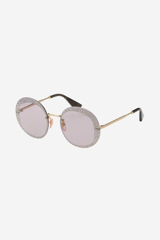 Gucci round rimless sunglasses with Swarovski stones - Lux Studios