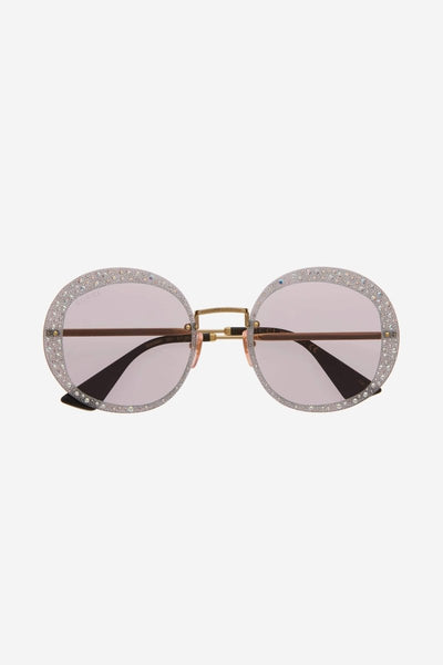 Gucci round rimless sunglasses with Swarovski stones - Lux Studios
