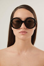 Round style black sunglasses – close your eyes and drift back in time…you’re in Piazza del Popolo in Rome, it’s – LUX VERSE Luxury Designer Fashion Outlet
