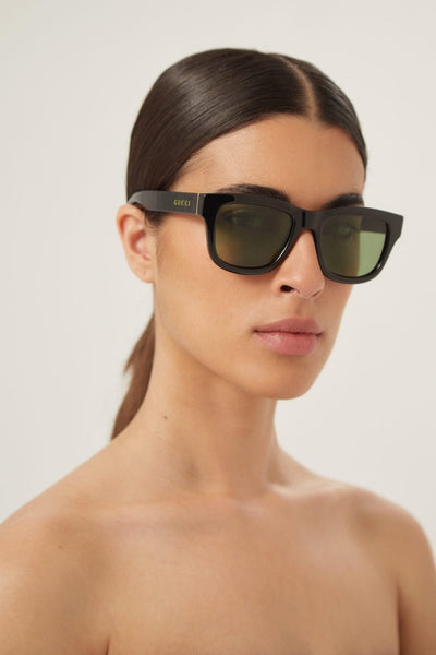 Gucci soft squared black and green sunglasses - Lux Studios