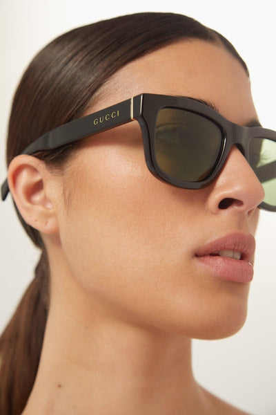 Gucci soft squared black and green sunglasses - Lux Studios