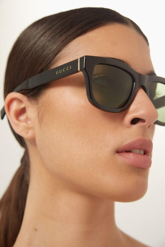 Gucci soft squared black and green sunglasses - Lux Studios