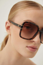 Square shape havana sunglasses – the colour palette is refined and plays with mono colours and contrasts between – LUX VERSE Luxury Designer Fashion Outlet