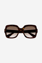 Squared brown thin acetate sunglasses – gG logo on temples – LUX VERSE Luxury Designer Fashion Outlet