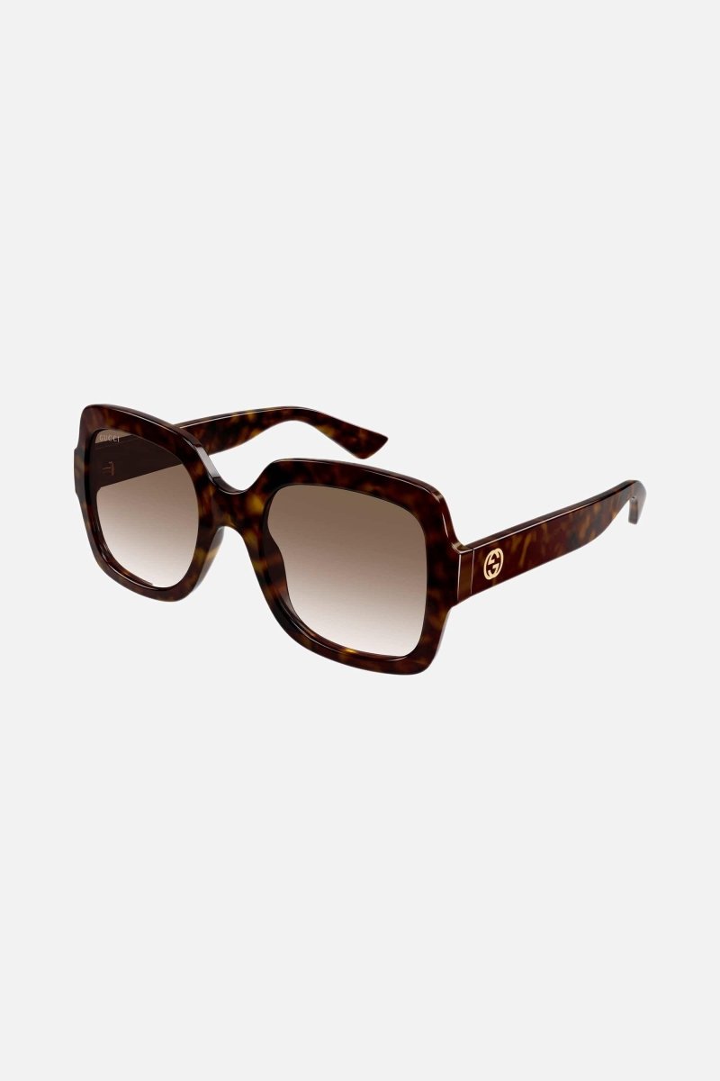 Squared brown thin acetate sunglasses – gG logo on temples – LUX VERSE Luxury Designer Fashion Outlet