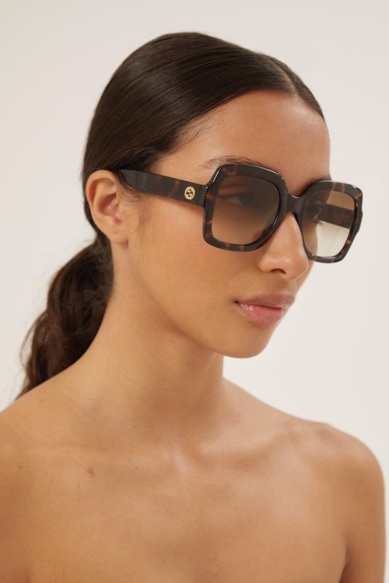 Squared brown thin acetate sunglasses – oversized squared shape – LUX VERSE Luxury Designer Fashion Outlet