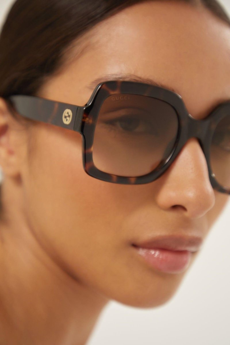 Squared brown thin acetate sunglasses – oversized squared shape – LUX VERSE Luxury Designer Fashion Outlet