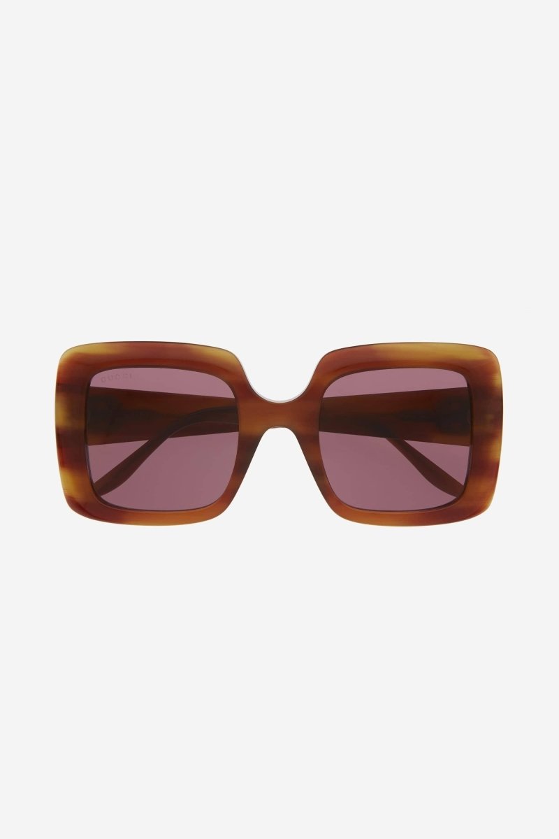 Squared havana violet acetate sunglasses – this squared feminine sunglassess in violet havana acetate features a GG – LUX VERSE Luxury Designer Fashion Outlet