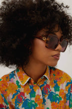 Squared havana violet acetate sunglasses – this squared feminine sunglassess in violet havana acetate features a GG – LUX VERSE Luxury Designer Fashion Outlet