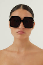 Squared oversize black sunglasses – colour palette is enriched with beautiful, unexpected coloured havanas – LUX VERSE Luxury Designer Fashion Outlet