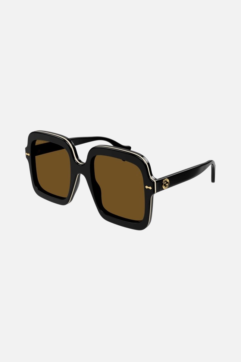 Squared oversize black sunglasses – this oversize square style has an enamel detail that emphasizes the shape, the GG – LUX VERSE Luxury Designer Fashion Outlet