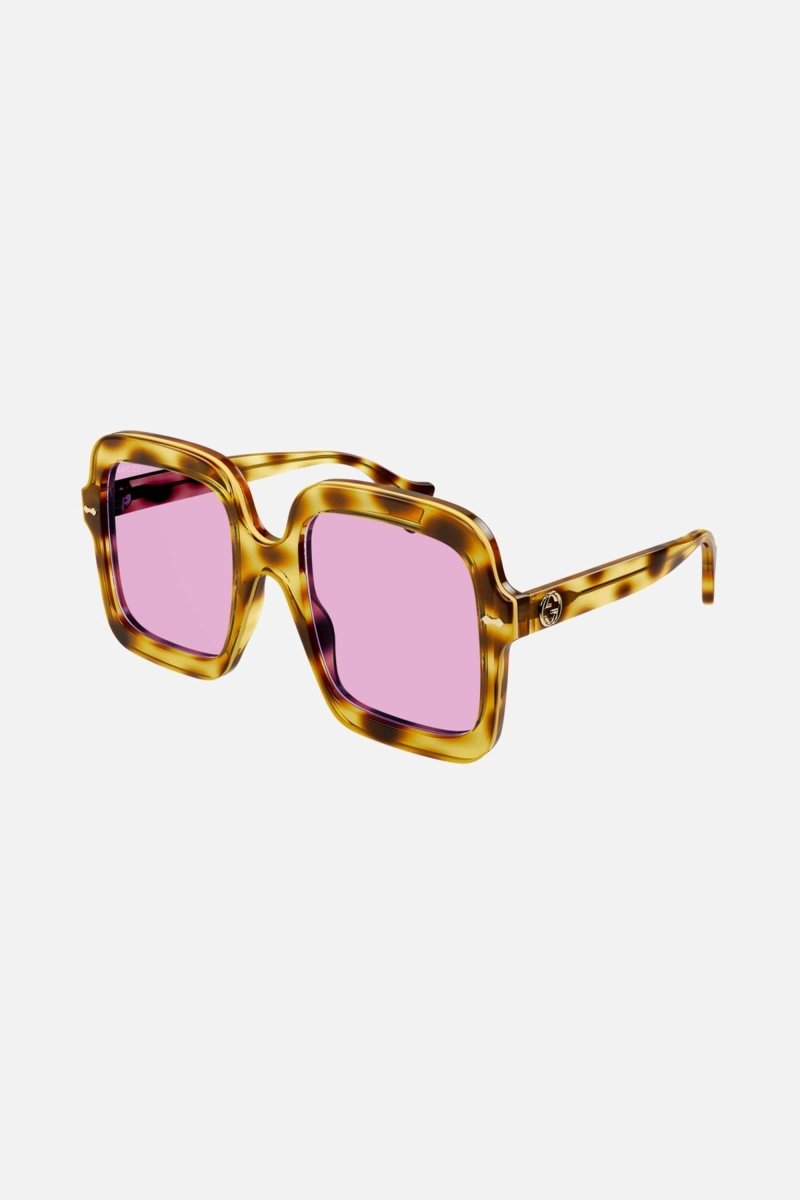 Squared oversize havana and pink sunglasses – colour palette is enriched with beautiful, unexpected coloured havanas – LUX VERSE Luxury Designer Fashion Outlet