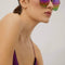 Gucci squared sunglasses with Gucci logo all over logo on lenses