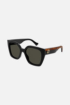 Squared sunglasses with web temple – lettering logo on temples – LUX VERSE Luxury Designer Fashion Outlet