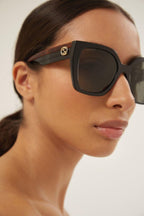 Squared sunglasses with web temple – milled temples recreating the web – LUX VERSE Luxury Designer Fashion Outlet