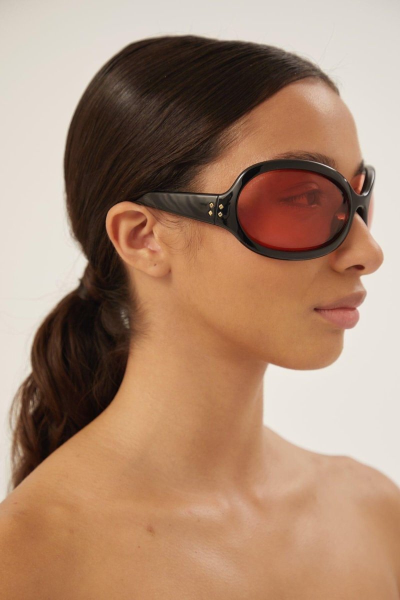 Wrap around black sunglasses – wraparound and oversized shape – LUX VERSE Luxury Designer Fashion Outlet