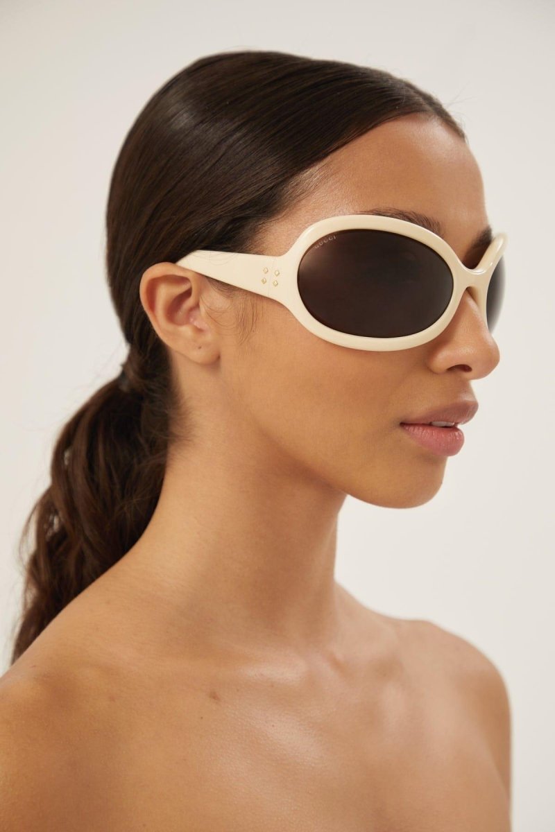 Wrap around ivory sunglasses – wraparound and oversized shape – LUX VERSE Luxury Designer Fashion Outlet
