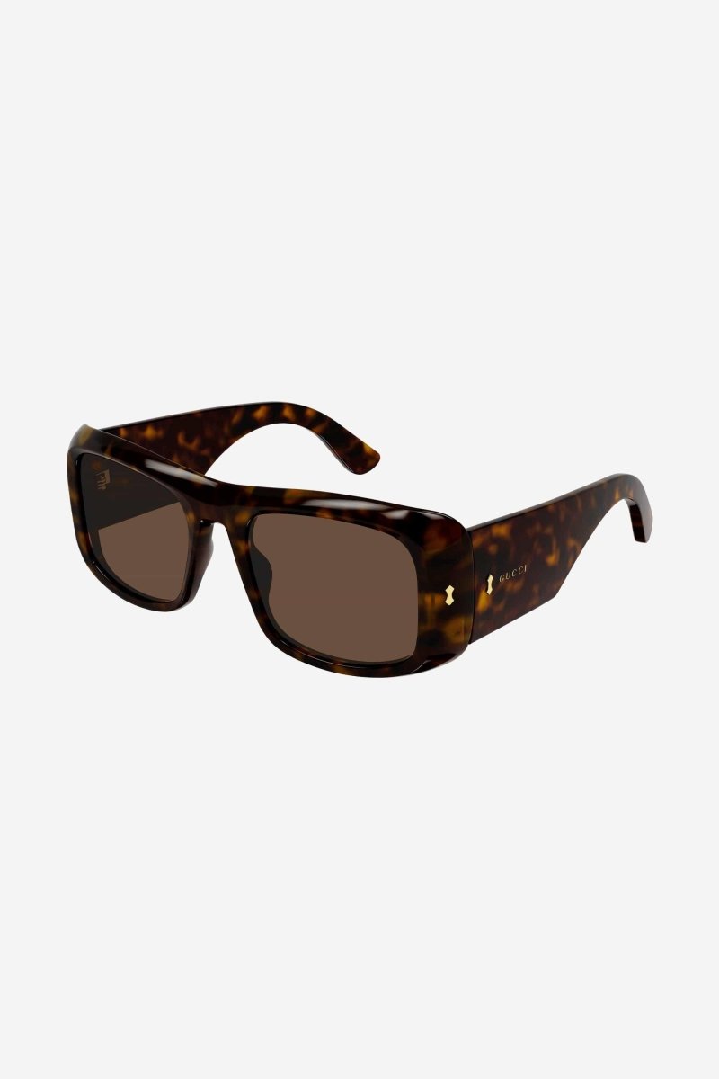 Wrap around rectangular style sunglasses – the style is enriched by unique havanas and by a distinctive metal wirecore – LUX VERSE Luxury Designer Fashion Outlet