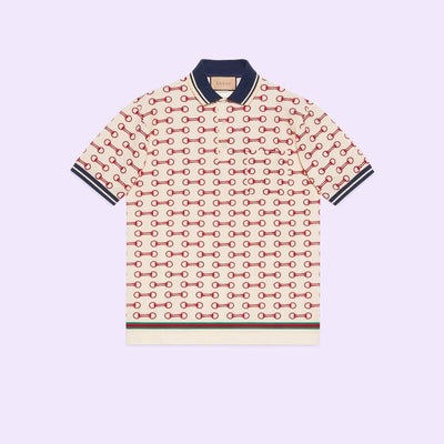 Horsebit print cotton polo shirt - Lux Studios