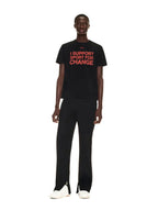 I Support Sport For Change” T-Shirt – red "I SUPPORT SPORT FOR CHANGE" script at front – LUX VERSE Luxury Designer Fashion Outlet