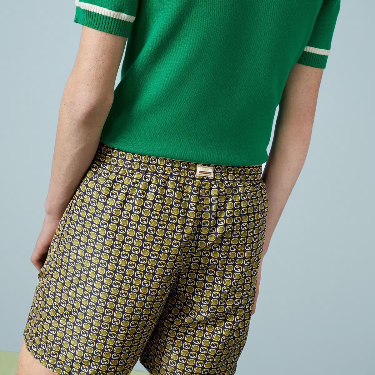 Interlocking G print nylon swim shorts – this pair of swim shorts is crafted from nylon with a Geometric Interlocking G print – LUX VERSE Luxury Designer Fashion Outlet