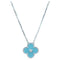 CLOVER 15MM DIAMOND SÈVRES PORCELAIN  NECKLACE SILVER