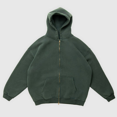 Loose Fit Wash Zip Up Hoodie - RIZZ UNIVERSE