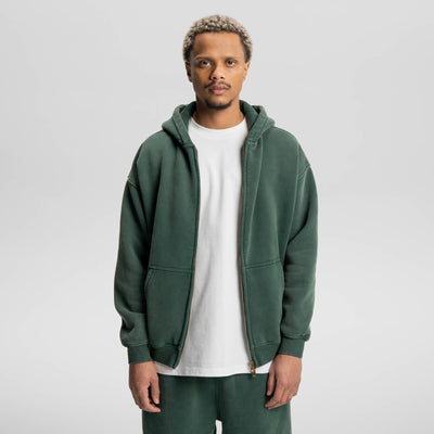 Loose Fit Wash Zip Up Hoodie - RIZZ UNIVERSE