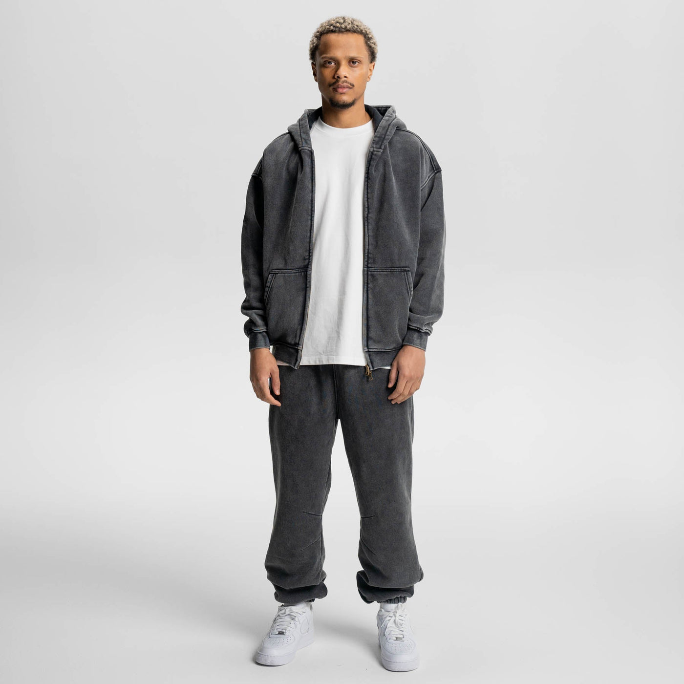 Loose Fit Wash Zip Up Hoodie - RIZZ UNIVERSE