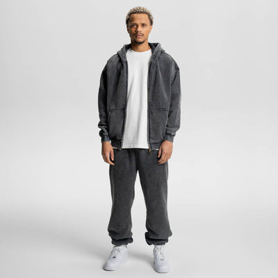 Loose Fit Wash Zip Up Hoodie - RIZZ UNIVERSE