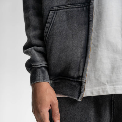 Loose Fit Wash Zip Up Hoodie - RIZZ UNIVERSE