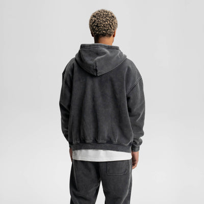 Loose Fit Wash Zip Up Hoodie - RIZZ UNIVERSE