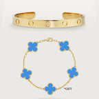 Love Bracelet - Gift Alhambra Bracelet – 1x Love Bracelet (Adjustable Size)1x (GIFT) Vintage Alhambra Bracelet, 5 motifs – LUX VERSE Luxury Designer Fashion Outlet