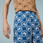 Nylon equestrian print swim shorts – crafted from blue and ivory nylon, this pair of swim shorts features an equestrian – LUX VERSE Luxury Designer Fashion Outlet