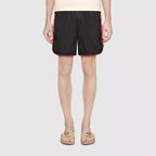 Nylon swim shorts with logo stripe – crafted from waterproof nylon, the design is completed by an elastic waistband with – LUX VERSE Luxury Designer Fashion Outlet