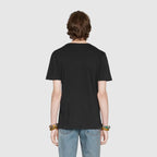 Oversize washed T-shirt with logo – black washed cotton jersey with vintage logo Crewneck Oversize fit Made – LUX VERSE Luxury Designer Fashion Outlet
