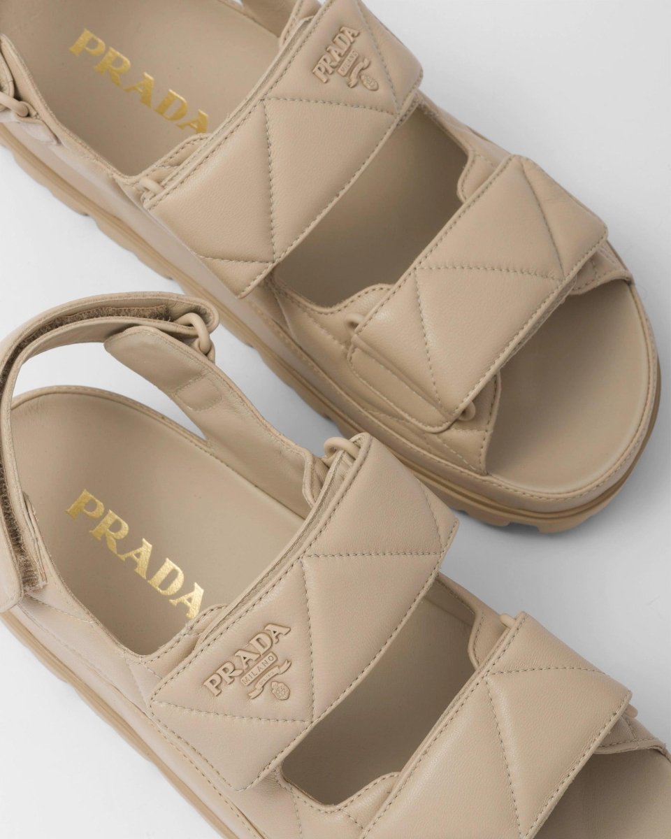 Padded nappa leather sandals – the nappa leather upper characterized by the quilted texture is accented by the – LUX VERSE Luxury Designer Fashion Outlet