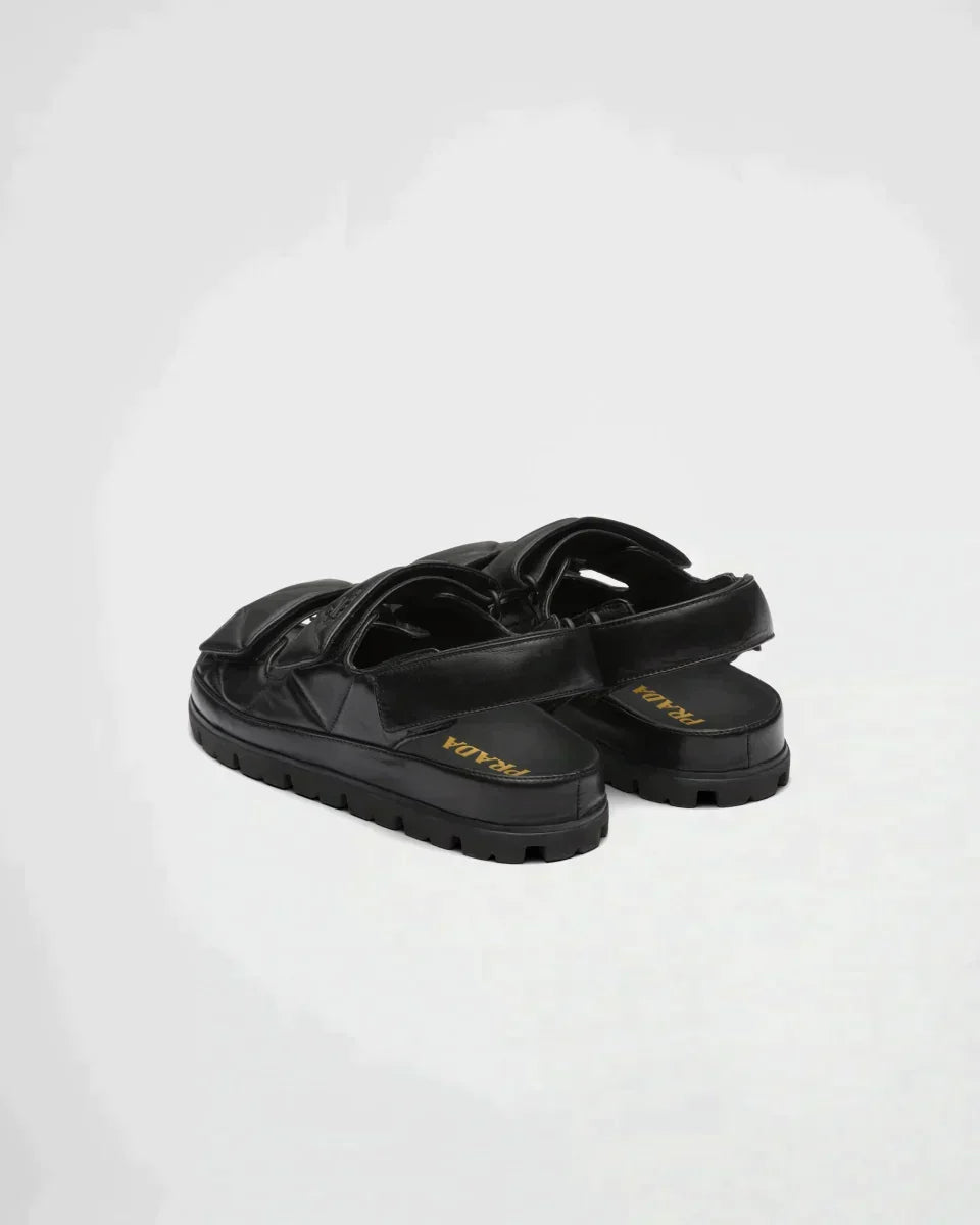 Padded nappa leather sandals – the nappa leather upper characterized by the quilted texture is accented by the – LUX VERSE Luxury Designer Fashion Outlet