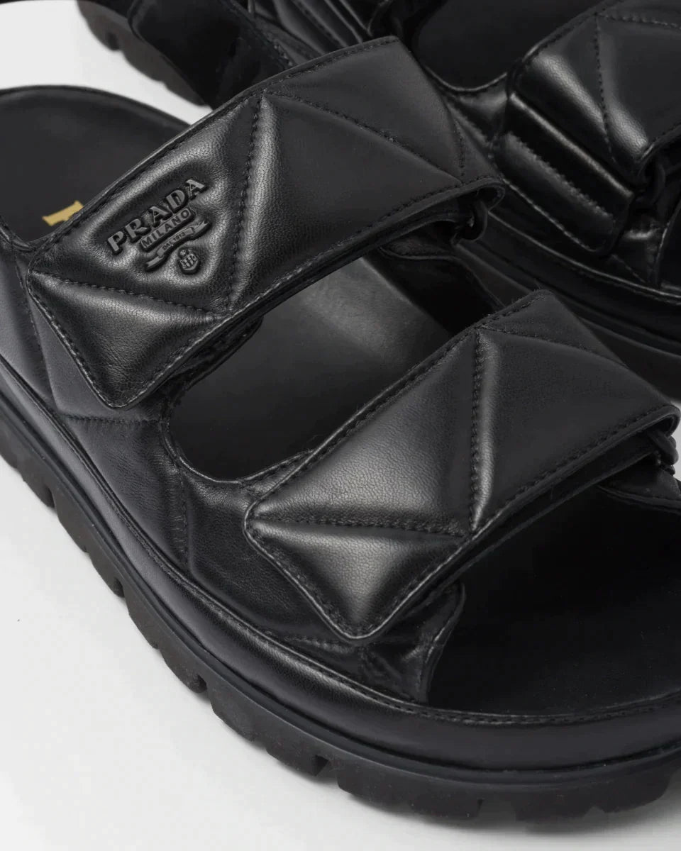 Padded nappa leather sandals – masculine lines with sporty allure are redesigned to create original, contemporary – LUX VERSE Luxury Designer Fashion Outlet