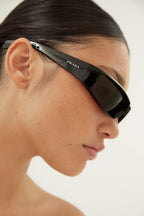 Runway wrap around black sunglasses – sunglasses for women include a wide range of silhouettes and colors – LUX VERSE Luxury Designer Fashion Outlet