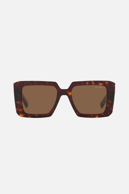Prada squared havana sunglasses featuring the signature logo triangle - Lux Studios