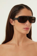 Acetate pilot black sunglasses – the style WAS featured in the Winter 22 Women's Fashion Show – LUX VERSE Luxury Designer Fashion Outlet