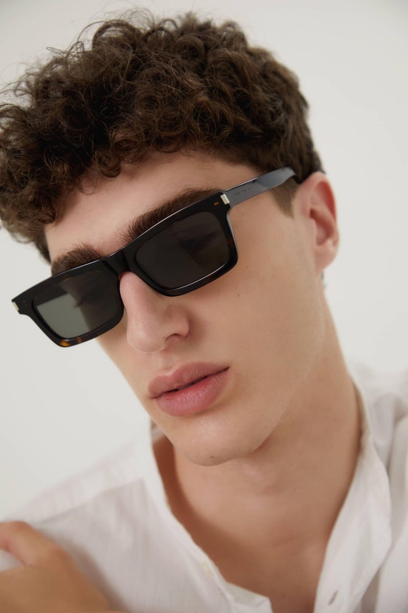 Angular havana grey UNISEX sunglasses – full rectangular UNISEX acetate sunglasses featuring iconic corner angle – LUX VERSE Luxury Designer Fashion Outlet