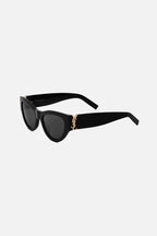Black almond shape featuring bold YSL logo – tHE MYTHIC YSL SIGNATURE IS INTEGRATED AS AN HINGE DETAIL AND MADE HIGHLY VISIBLE ON – LUX VERSE Luxury Designer Fashion Outlet