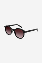 Circular black sunglasses – the style features a nice play on front acetate colors, transparent temples, – LUX VERSE Luxury Designer Fashion Outlet